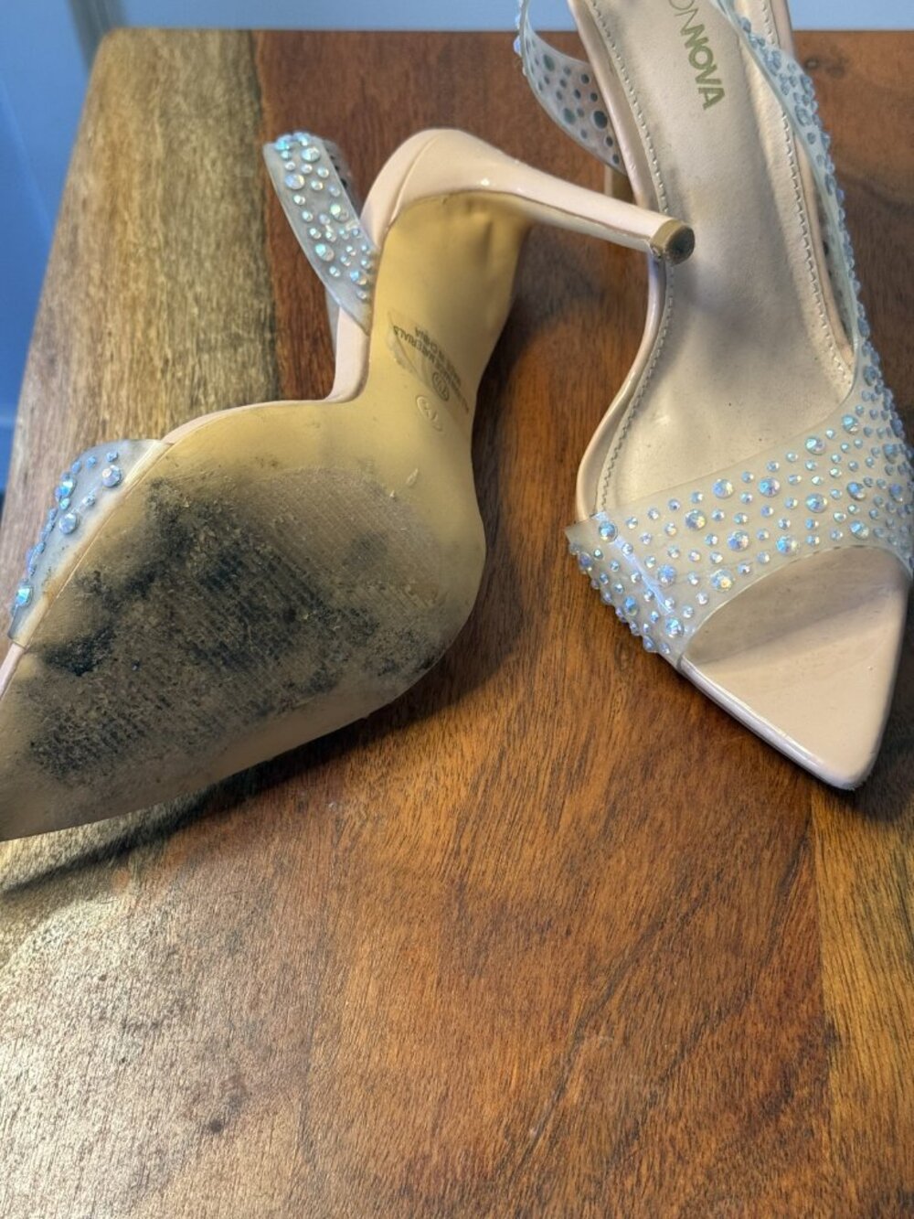 Blue Rhinestone Slingback Pointed Heels - Picture 2 of 3